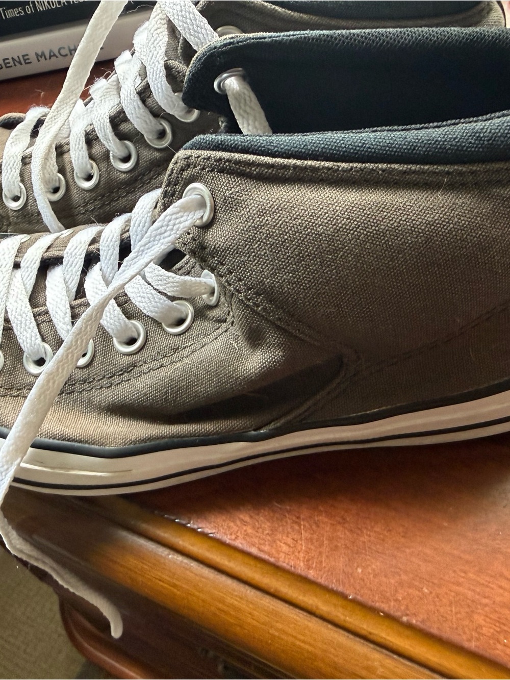 Converse Men's High-Top Sneakers in Olive Green with White Laces